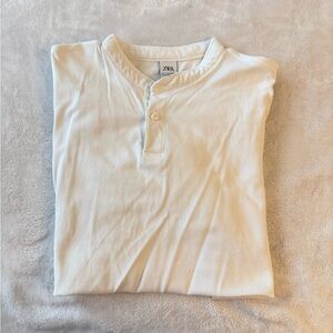 Zara Men's Off-White Button Shirt XL